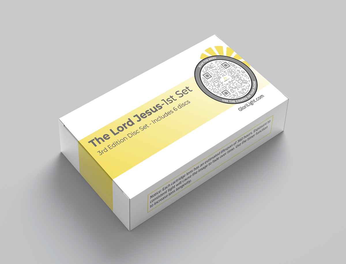 Image of the box that includes the 6 disc set.  Text includes: The Lord Jesus - 1st set- 3rd Edition. Includes 6 discs.  Includes QR code. 